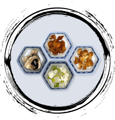 Bowls of different topping options