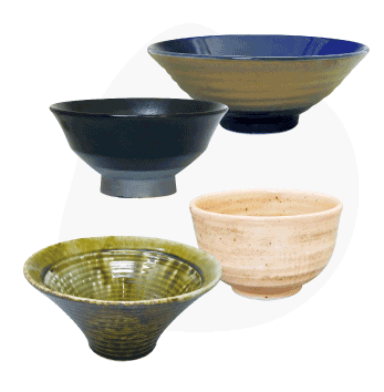 Ramen bowl donburi made of tempered porcelain with glaze