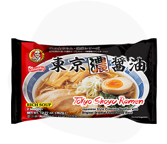 Tokyo Shoyu Ramen package with fresh ramen noodles with soup retail product - Yamachan Ramen