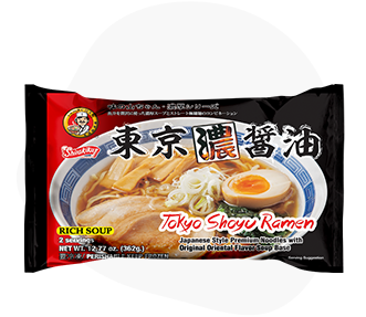 Tokyo Shoyu Ramen package with fresh ramen noodles with soup retail product - Yamachan Ramen